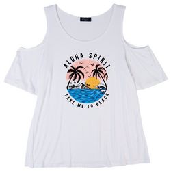 Scarlett Plus Aloha Spirit Print Cold Shoulder T-Shirt
