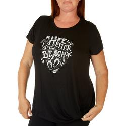 Plus Life Is Better Print Solid T-Shirt
