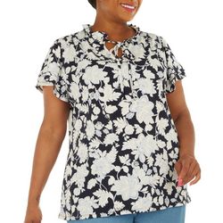 Fairhaven Plus Floral Smocked Layered Short Sleeve Top