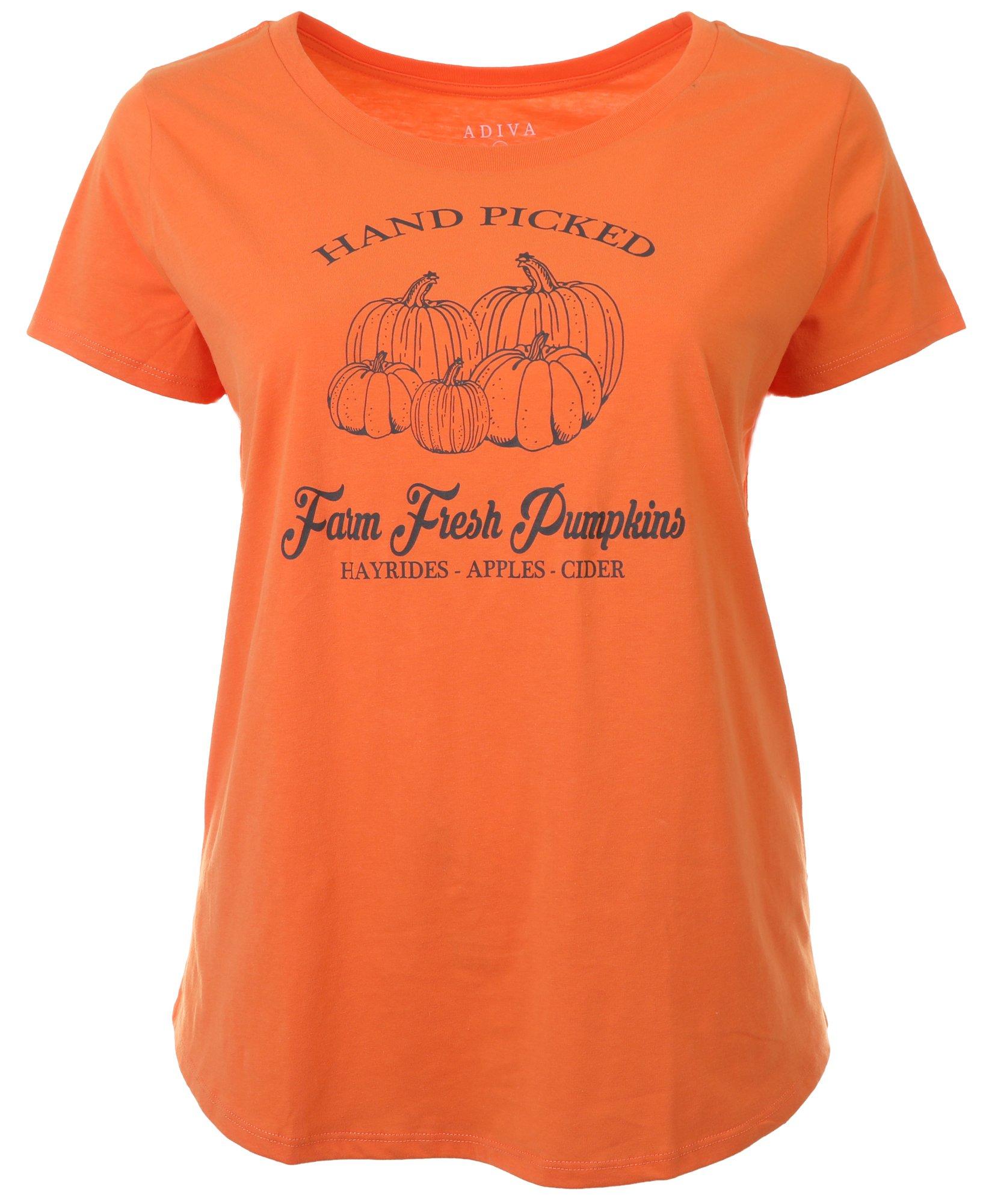 Adiva Plus Short Sleeve Hand Picked Pumpkins Tee