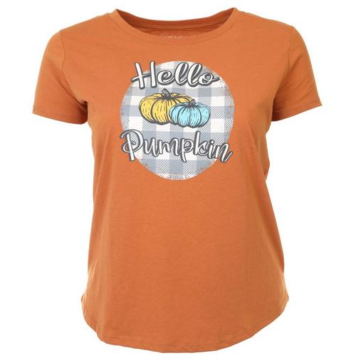 Adiva Plus Short Sleeve Hello Pumpkin Tee Shirt