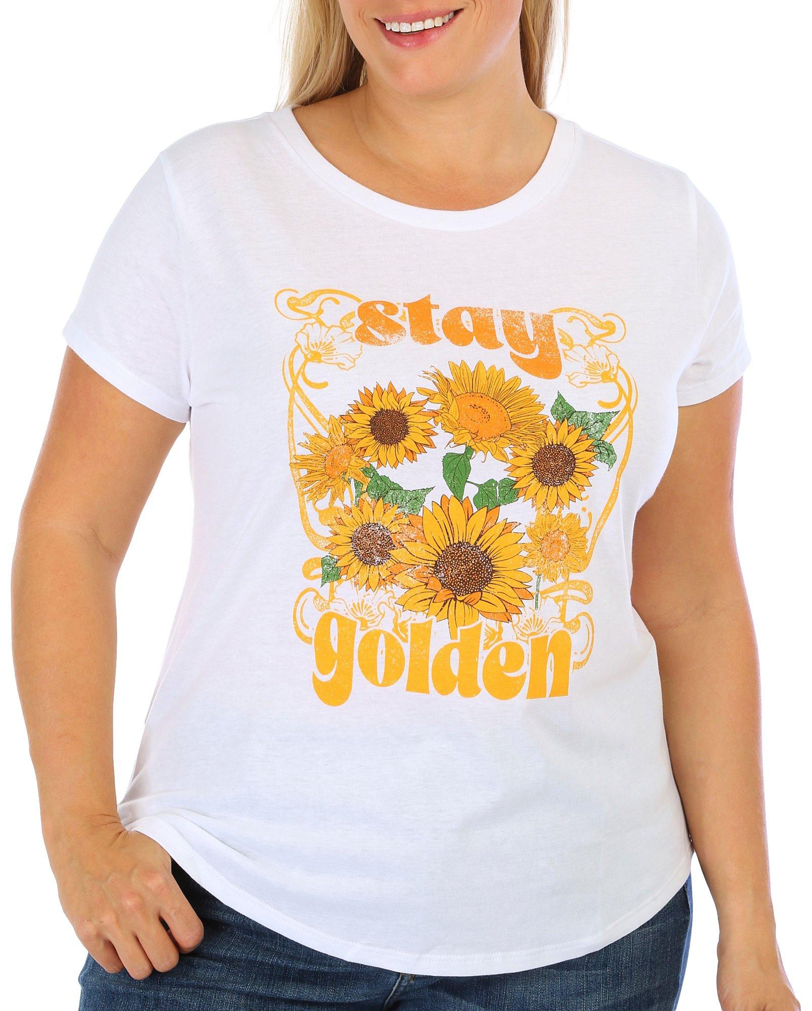 Plus Stay Golden Sunflower Short Sleeve T-Shirt