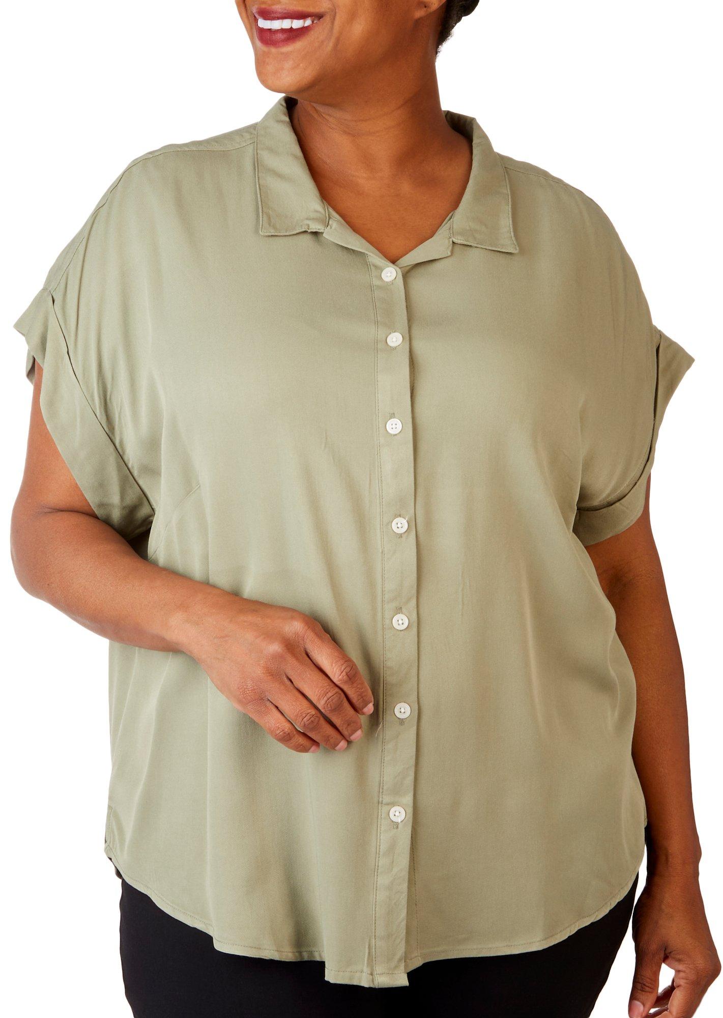 Plus Solid Color Short Sleeve Top