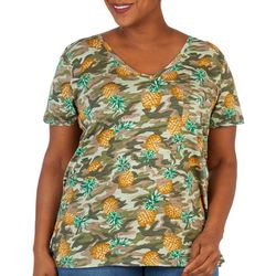Dept 222 Plus Luxey Pineapple Camo V-Neck Pocket T-Shirt
