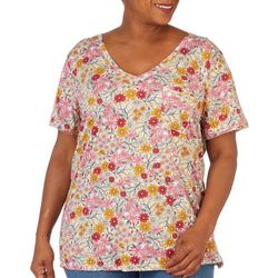 Dept 222 Plus Luxey Flower Garden V-Neck Pocket T-Shirt