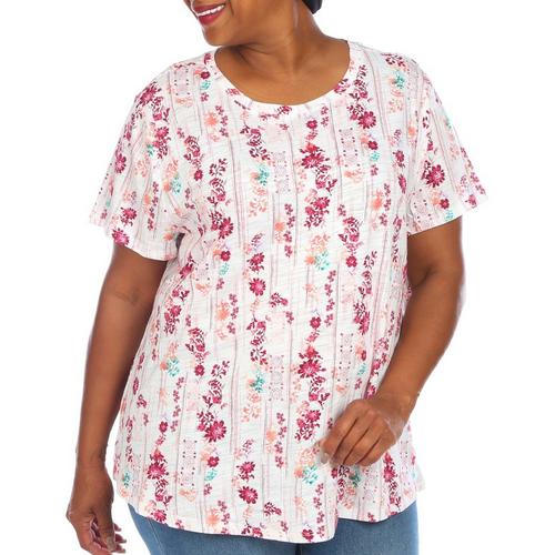 Blue Sol Plus Floral Panel Luxey Short Sleeve