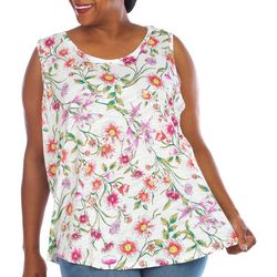 Blue Sol Plus Aster Floral Luxey Scoop Neck Tank