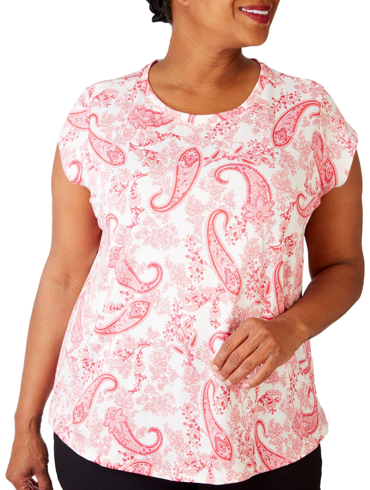 Plus Paisley and Floral Cap Sleeve Top