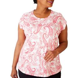 Plus Paisley and Floral Cap Sleeve Top