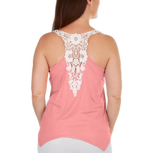 Ava James Plus Solid Lace Back Sleeveless Knit