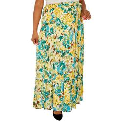 Plus Tropical Front Tie Ruffle Skirt