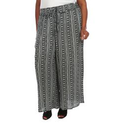 Plus Wide Leg Pull On Abstract Print Pant