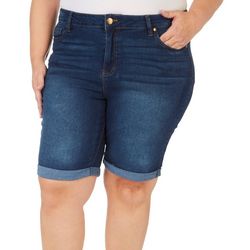 D. Jeans Plus Recycled Roll Cuff Denim Bermuda Shorts