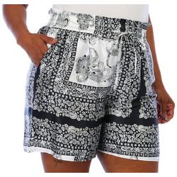 Bunulu Plus Print Drawstring Satin Shorts