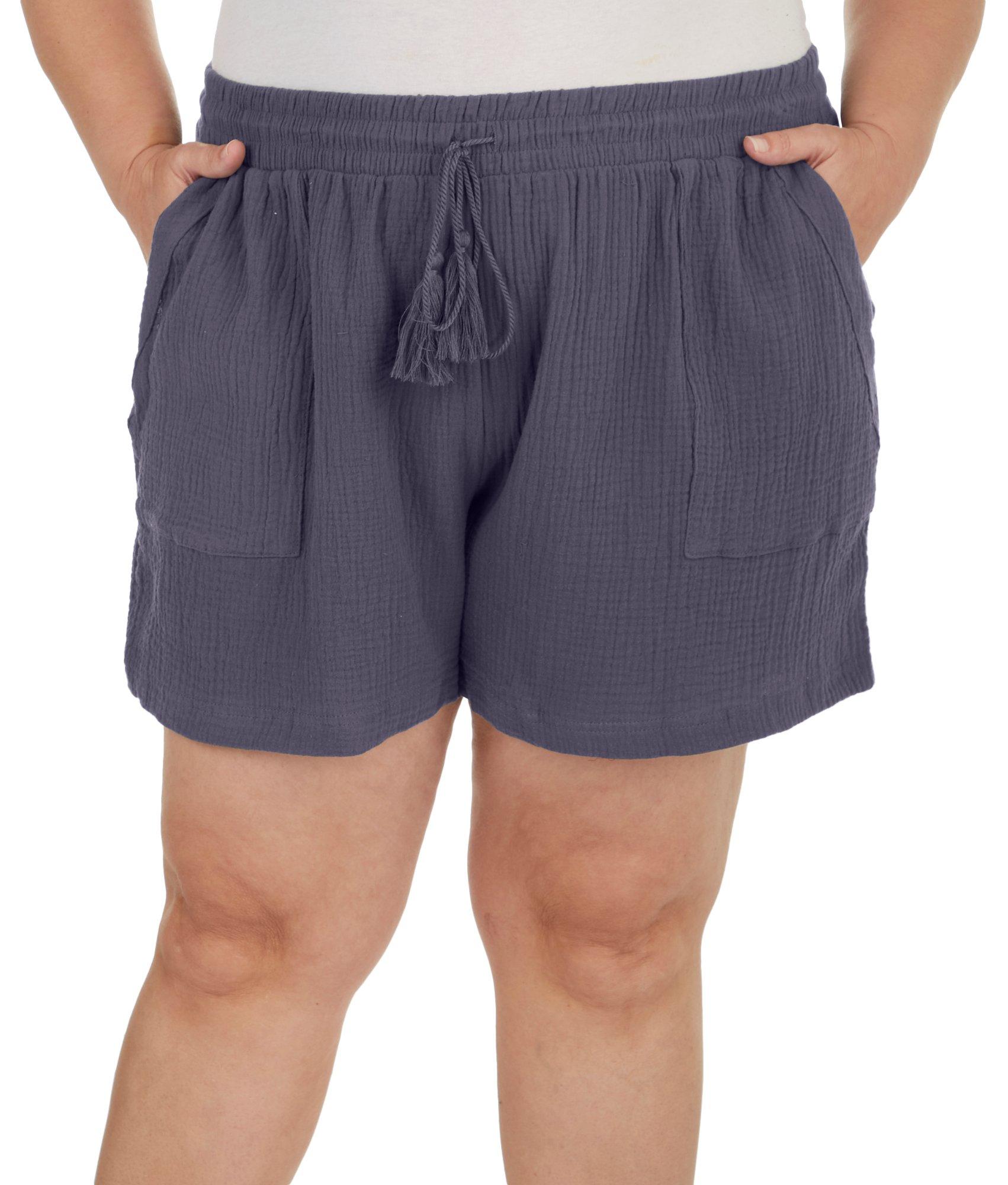 Royalty By YMI Plus Womens Solid Cotton Pocket Shorts