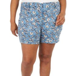Royalty Plus 3 Buttons Stretch Tropical Print Shorts
