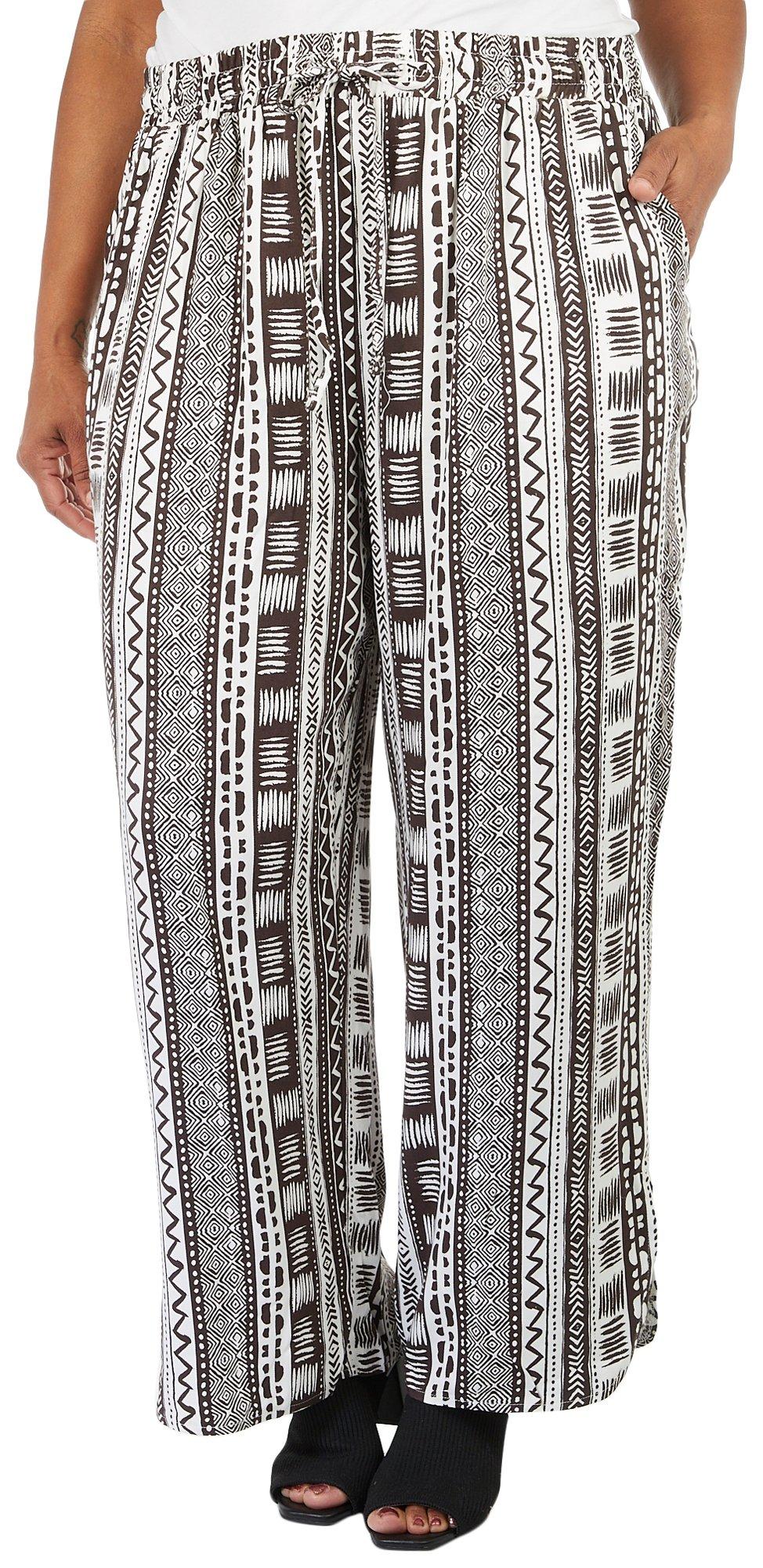 Plus Tribal Print Pocket Twill Pants