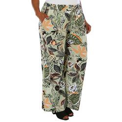 Plus Tropical Print Linen Pants