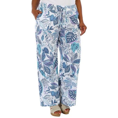 Blue Sol Plus Tropical Print Linen Pants