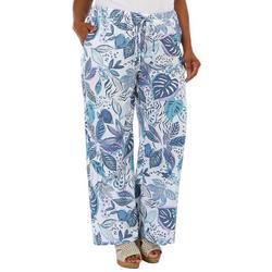 Plus Tropical Print Linen Pants