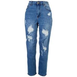 Plus High Rise Distressed Jeans