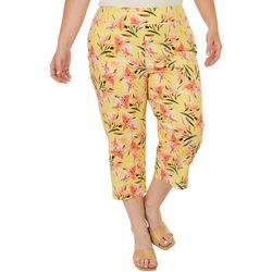 Counterparts Plus Spring Flower Print 21 in. Pull-On Capris