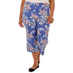 Plus Floral Print 21 in. Pull-On Capris