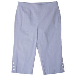 Counterparts Plus Striped Yard Dyed Button Capri Pants