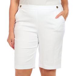 Plus Button Pull-On Solid Skimmer Shorts