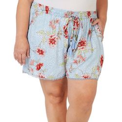 Sky And Sand Plus Tropical Print Pull On Drawstring Shorts