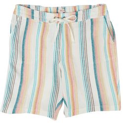 Per Se Plus Striped Linen Rustic Bermuda Shorts