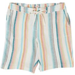 Plus Striped Linen Rustic Bermuda Shorts