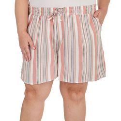 Forgotten Grace Plus Striped Rustic Linen Shorts