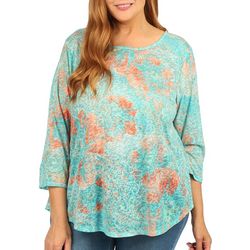 Ruby Road Plus Burn Out 3/4 Sleeve Top
