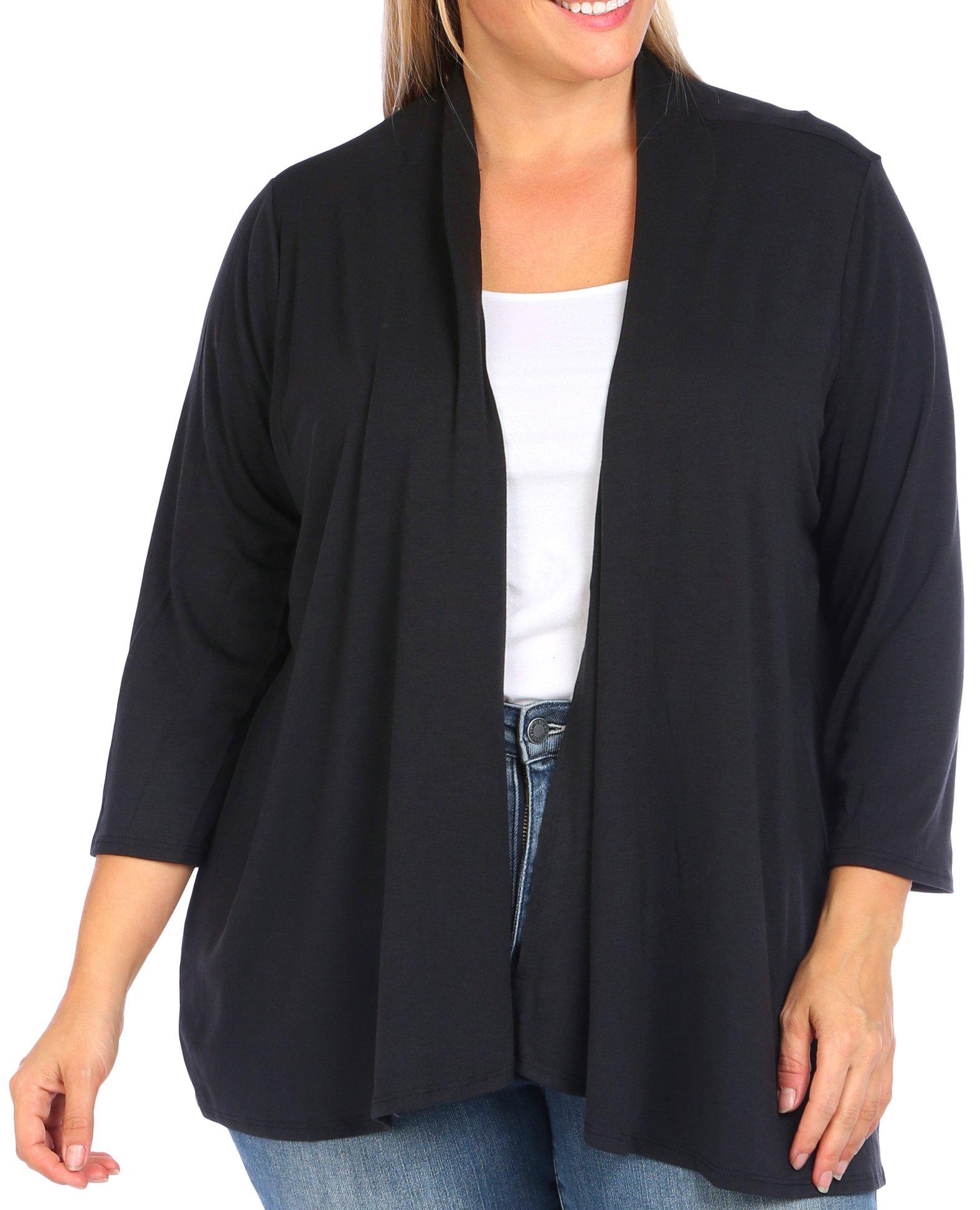 Notations Plus Size 3/4 Sleeve Solid Cardigan