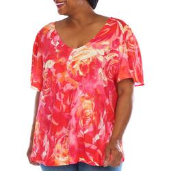 Plus Abstract V-Neck Short Sleeve Tee