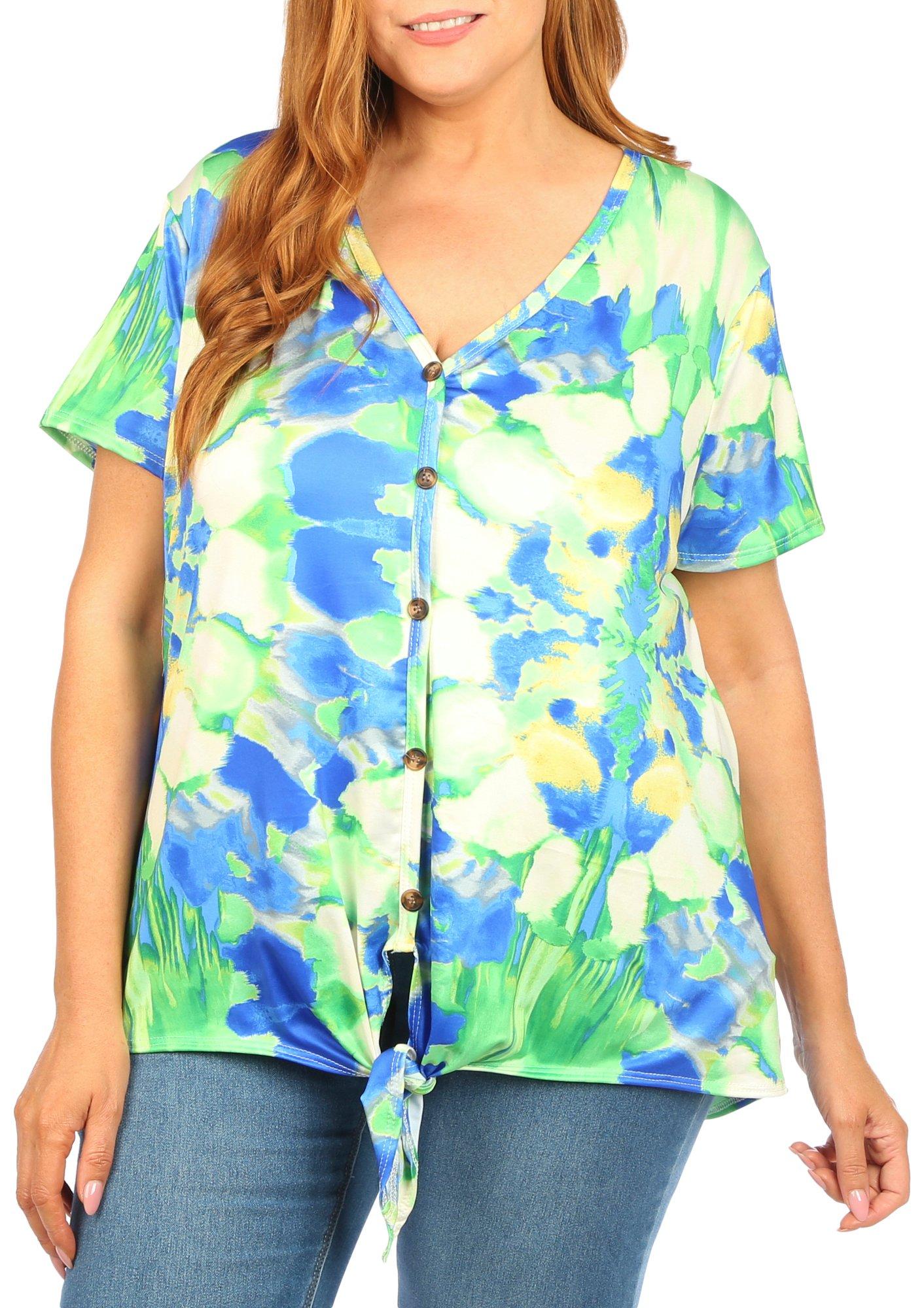 Juniper + Lime Plus Abstract Button Down Top