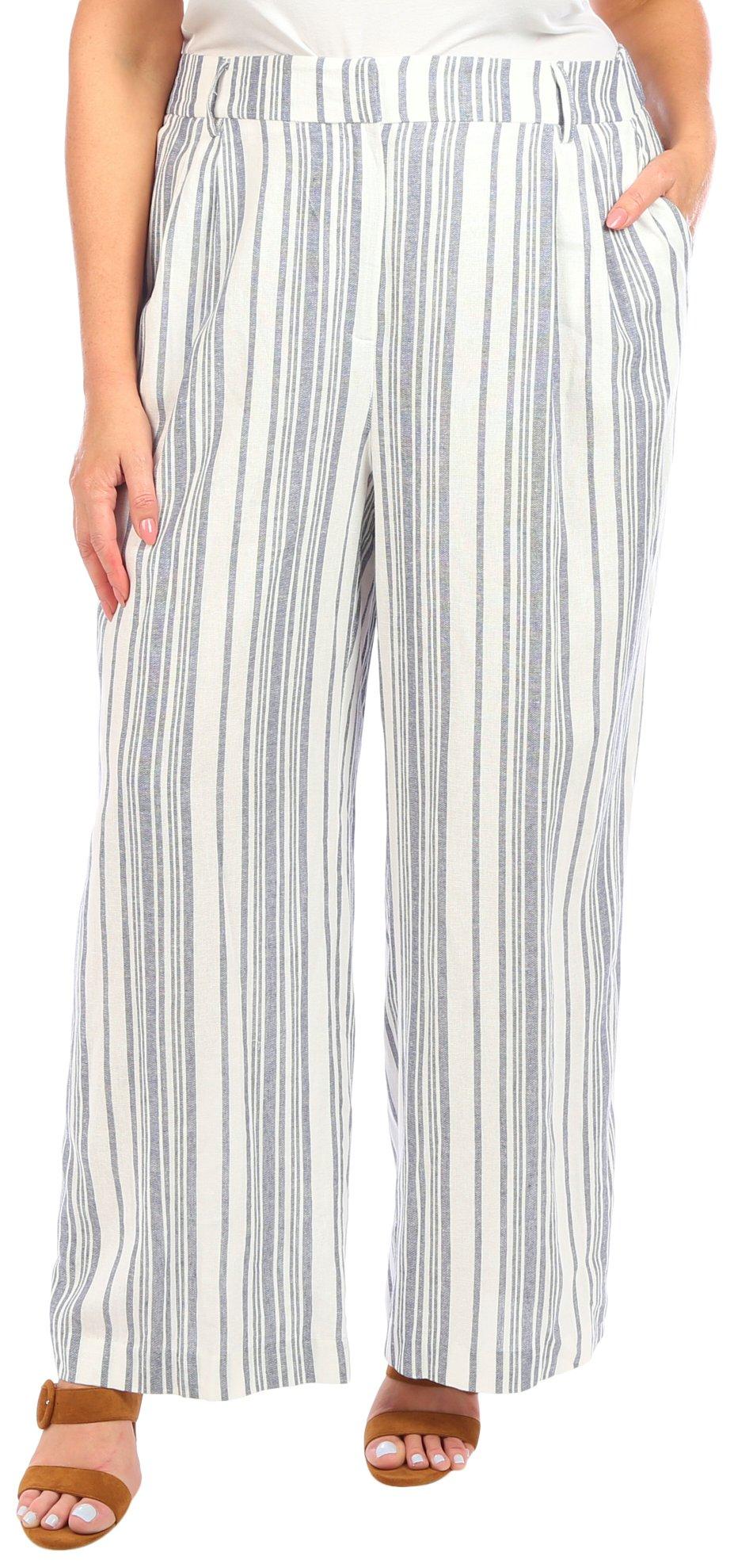 Blue Sol Plus Stripe Linen Tailored Trousers