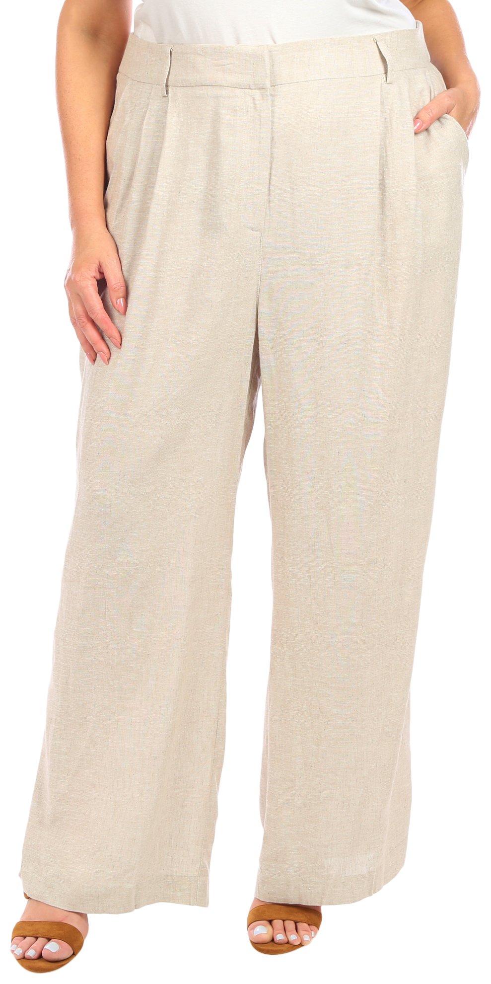 Blue Sol Plus Solid Linen Tailored Trousers