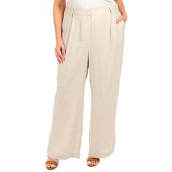 Plus Solid Linen Tailored Trousers