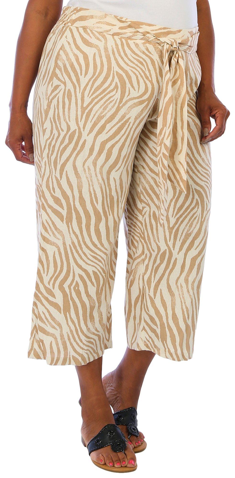 Blue Sol Plus Animal Stripe Linen Crop Pants