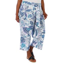 Blue Sol Plus Floral Linen Crop Pants