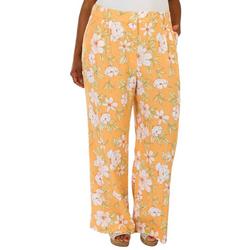 Plus Floral Linen Tailored Trousers