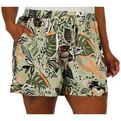 Plus Jungle Room Drawstring Linen Shorts