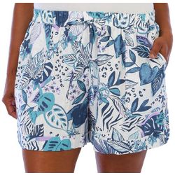 Blue Sol Plus Jungle Room  Drawstring Linen Shorts