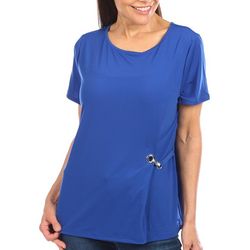 Juniper + Lime Womens Solid Side Clip Short Sleeve Top