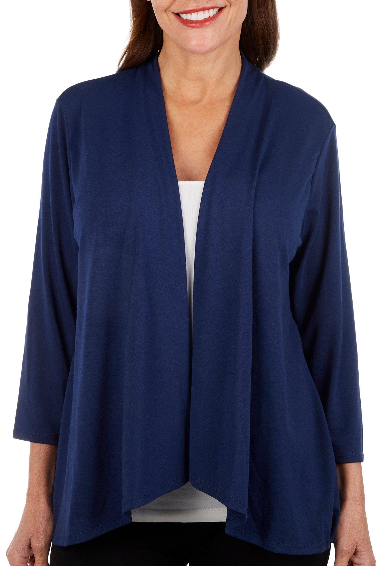Notations Womens Solid Open Cardigan