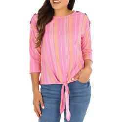 Womens Striped Tie Front Top