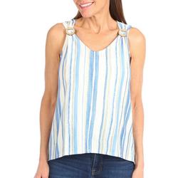 Womens Stripes Coconut Ring Sleeveless Top