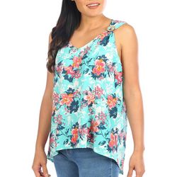Juniper + Lime Womens Hibiscus Coconut Ring Sleeveless Top